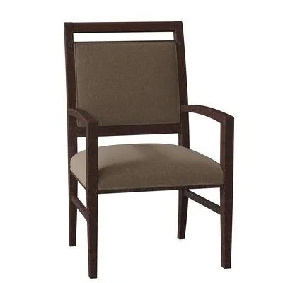 Preston Upholstered King Louis Back Arm Chair Fairfield Chair Body Fabric: 9953 Slate - Leg Color: Espresso