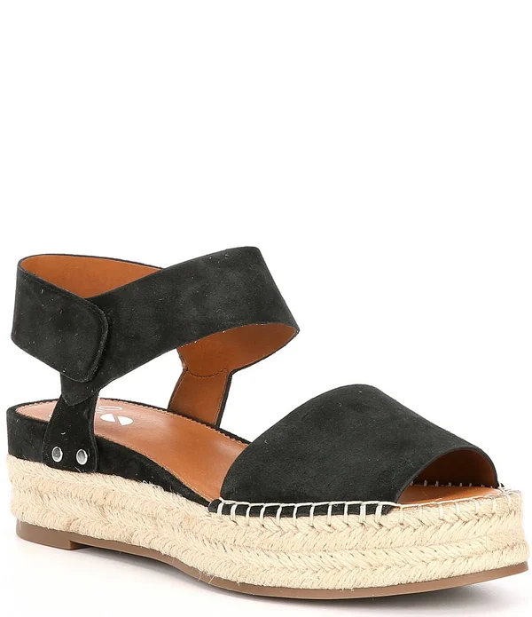 Franco Sarto Oak by Sarto Women's Sandals Black Suede 2 : 9.5 M