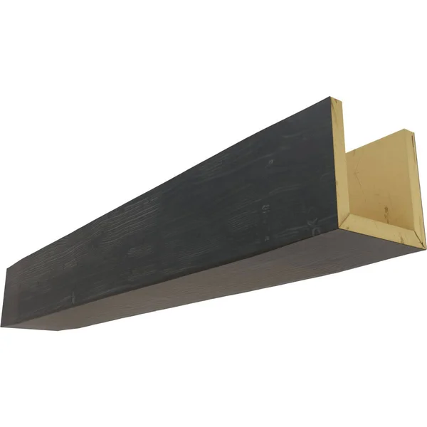 Ekena Millwork BMSD3C0100X060X120ES 10x22W x 6x22H x 10&L 3-Sided (U-beam) Sandblasted Endurathane Faux Wood Ceiling Beam - Aged