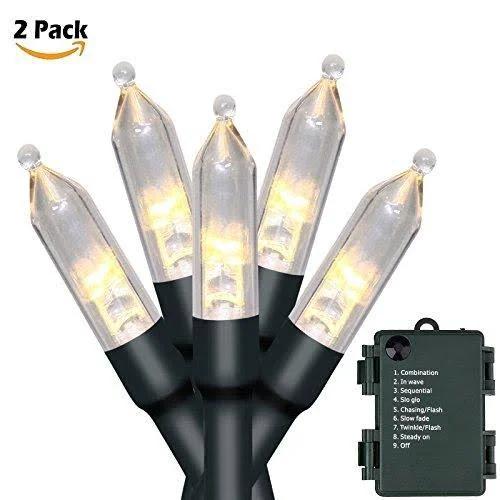 Outdoor String Lights Christmas Lights - Magotan 50 LED Battery Operated String Lights Fairy Lights for Christmas Tree Wedding W