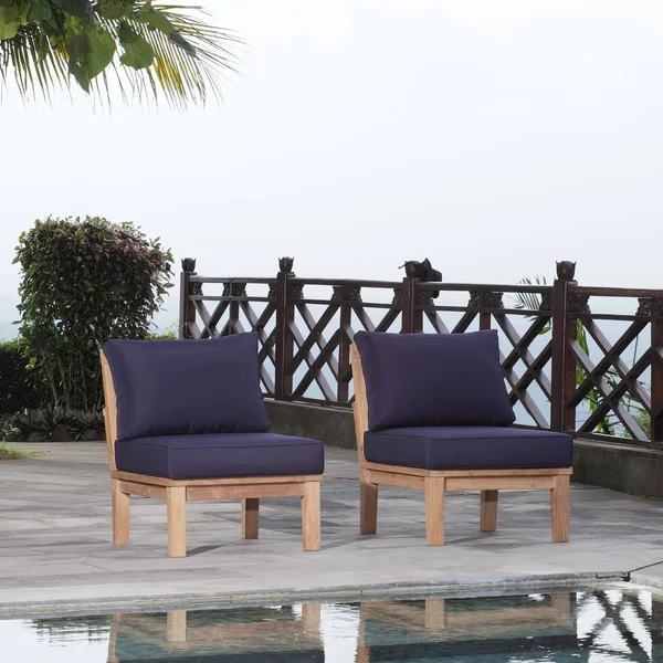 Modway Marina 2 Piece Outdoor Patio Teak Set - Natural Gray