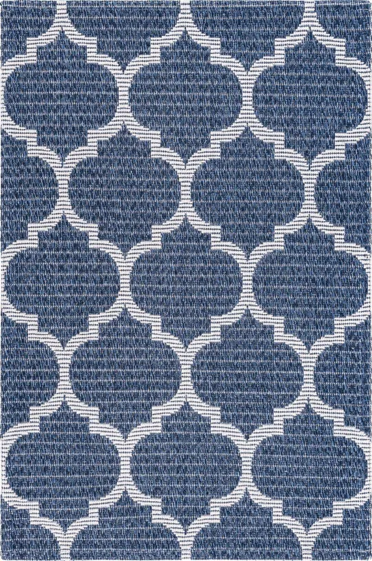 Unique Loom Decatur Trellis Navy Blue/Ivory 4 ft. 2 in. x 6 ft. Area Rug