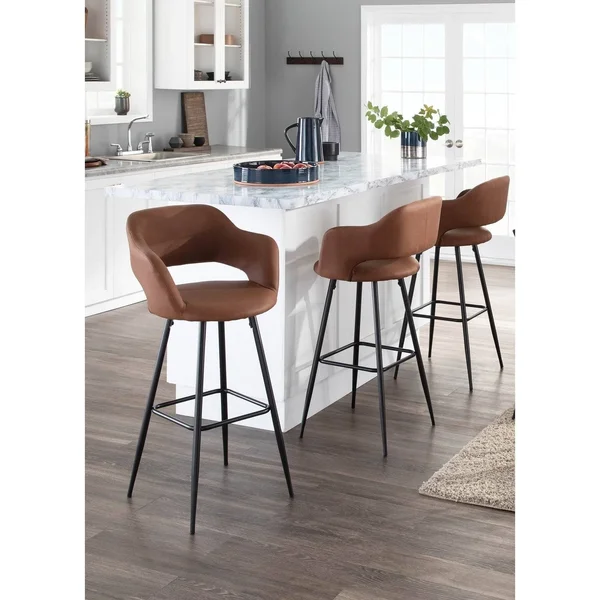 Carson Carrington Vallen Faux Leather Bar Stools (Set of 2) Brown