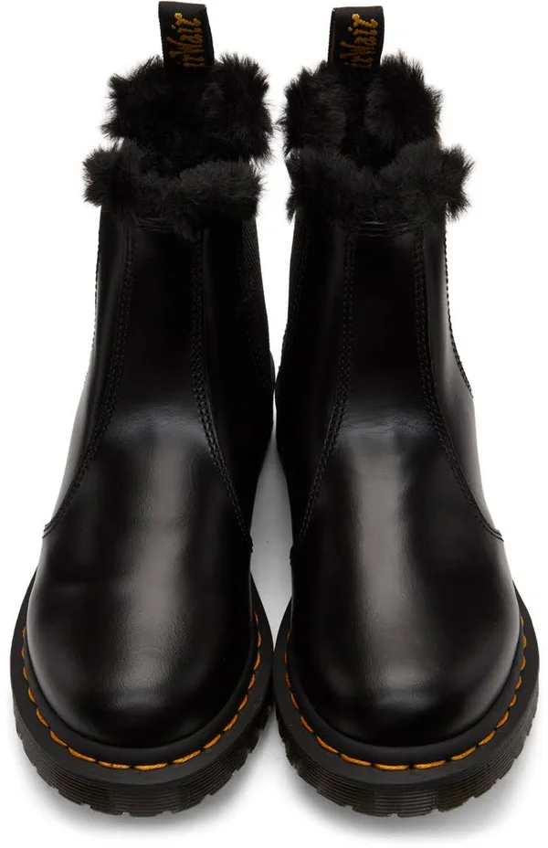Dr. Martens Black 2976 Leonore Faux Fur Lined Chelsea Boots