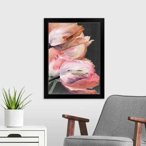 Pastel Parrot Tulips IV - Black Framed Wall Art, 18x24, Great Big Canvas