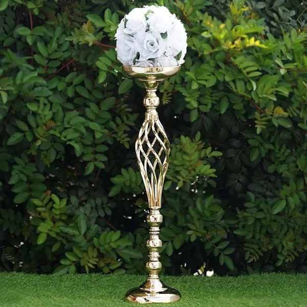 Balsacircle 2 Pcs 26 inch Tall Metal Candle Holder Vase Centerpieces, Gold