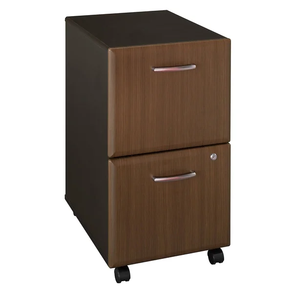 Bush Furniture Series A 2-Drawer Mobile File Cabinet, Sienna Walnut/Bronze