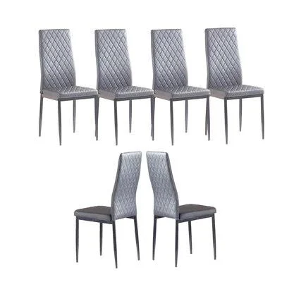 Jonquel Leather Upholstered Dining Chair Latitude Run Upholstery Color: Gray - Frame Color: Gray