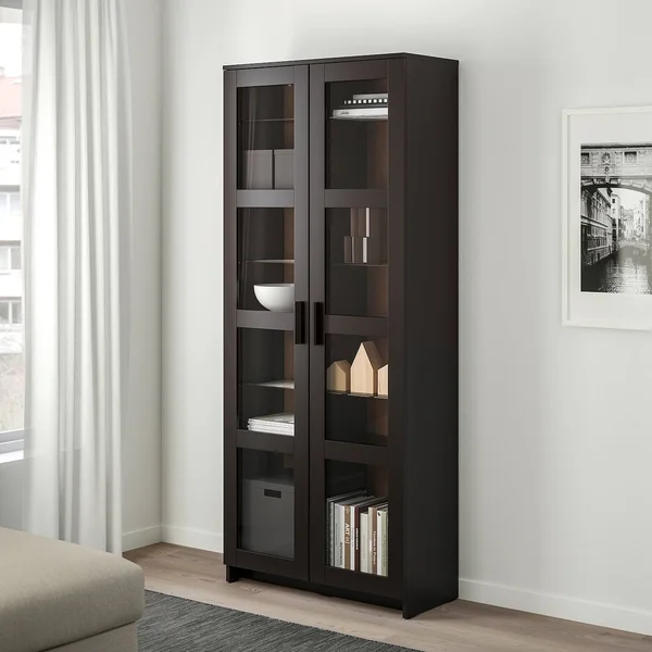 IKEA - BRIMNES Glass-Door Cabinet - Black, 31 1/2x74 3/4 10409871