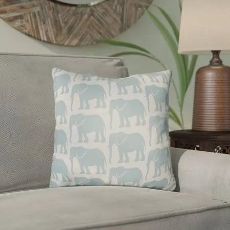 Bloomsbury Market Kalgoorlie Elephant Indoor/Outdoor Throw Pillow - Beige
