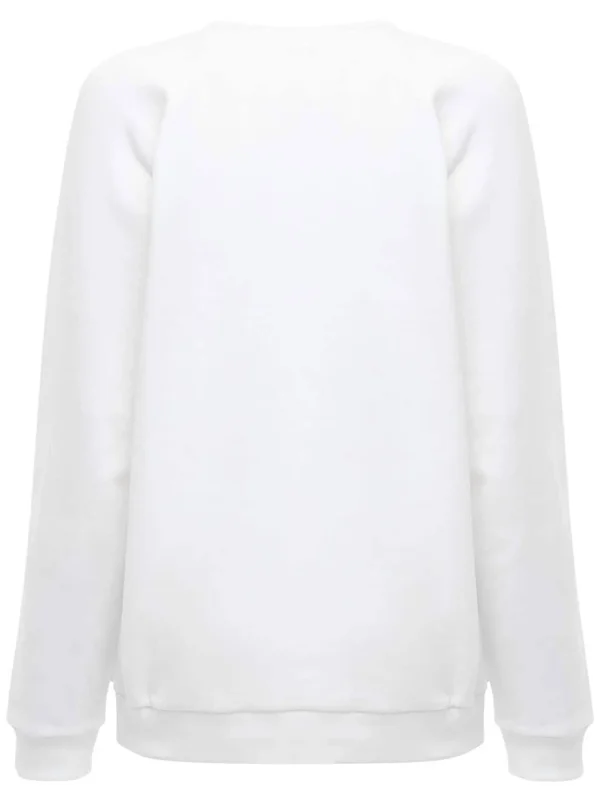 Balmain - Women Logo Printed Cotton Sweatshirt White/Black Xxs