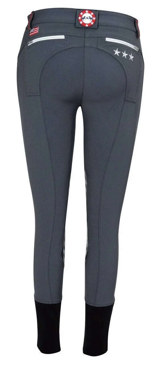 Equine Couture Stars and Stripes Knee Patch Ladies Breeches - Safari