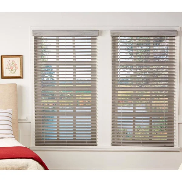 Perfect Lift Window Treatment Room Darkening Driftwood Gray 2 in. Cordless Faux Wood Blind 45.5 in. W x 64 in. L (Actual Size: 4