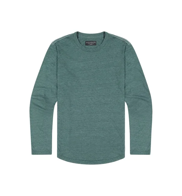 Goodlife Tri-Blend L/S Scallop Crewneck T-Shirt - Jungle Green