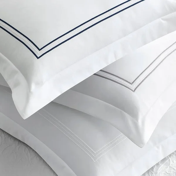 The Company Store Dorset Stripe Legends Hotel Blue Embroidered 600-Thread Count Egyptian Cotton Sateen Oversized King Duvet Cove