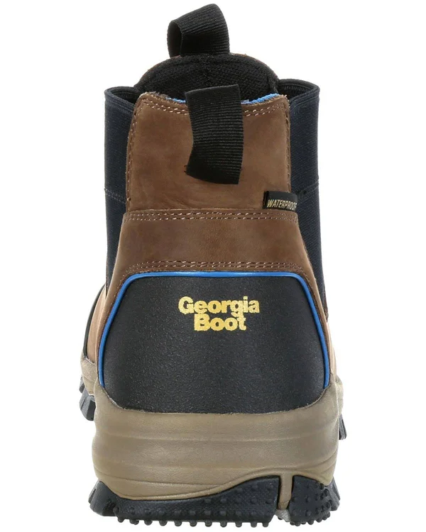 Georgia Boot Men's Blue Collar Chelsea Waterproof Work Romeo Boot - Dark Brown 8.5