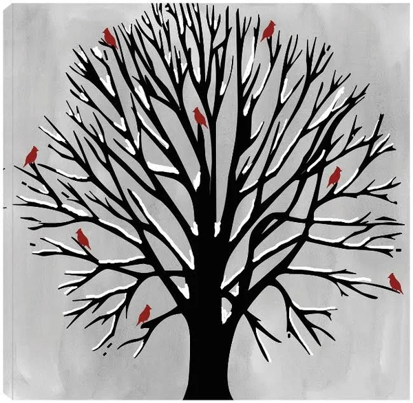 Red Birds Canvas Art by Erin Clark 22X22 Fineartcanvas