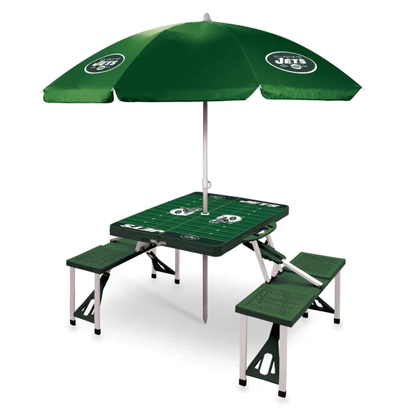 NFL Picnic Table with Umbrella - New York Jets - Hunter Green