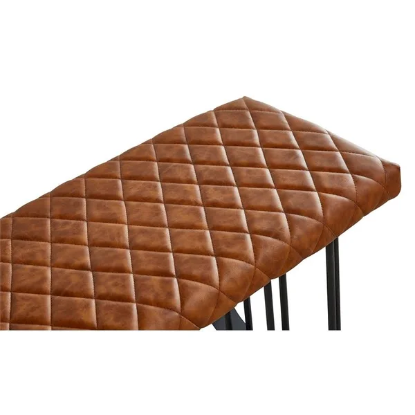 Pemberly Row Faux Leather Bench in Black and Brown - PR-4753-2119099