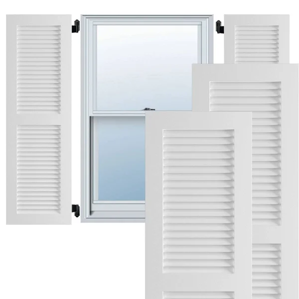 Ekena Millwork CWL18X056WHC 18x22W x 56x22H Exterior Composite Louvered Shutters (Per Pair) - White