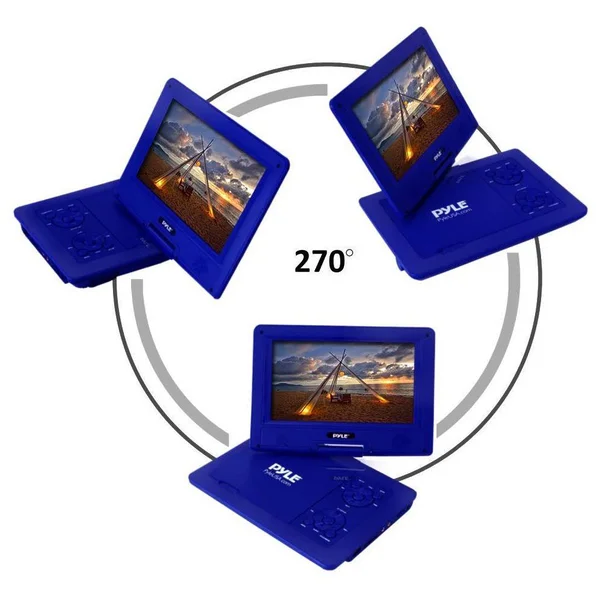 Pyle 9x22 Portable CD/DVD Player - Built-In battery, Usb/sd Card Memory Readers (Blue), 10.0 x 7.3 x 8.3