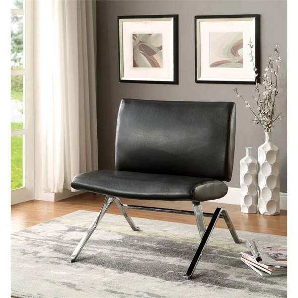 Furniture of America Leon Contemporary Wood Accent Chair in Black