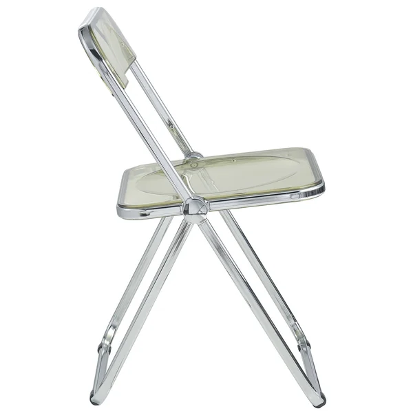 LeisureMod Lawrence Acrylic Folding Chair with Metal Frame Amber - Set of 2