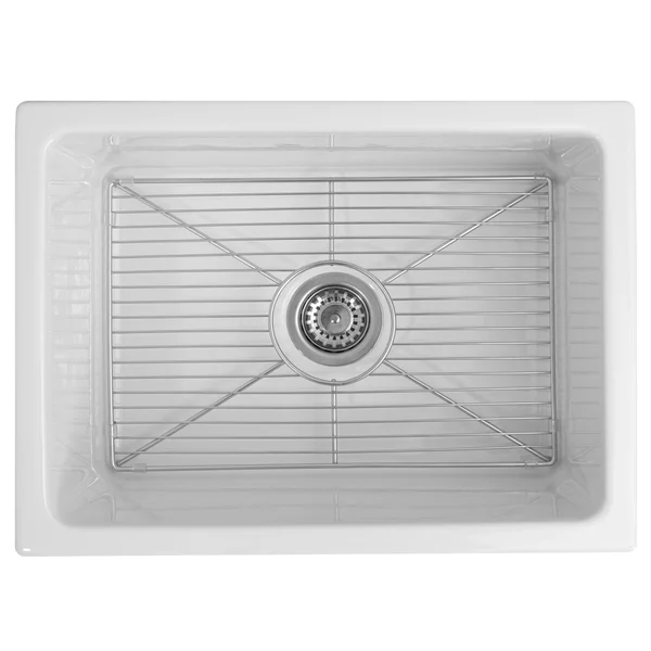 ZLINE Venice 24 inch Farmhouse Reversible Fireclay Sink in White Gloss - FRC5120-WH-24