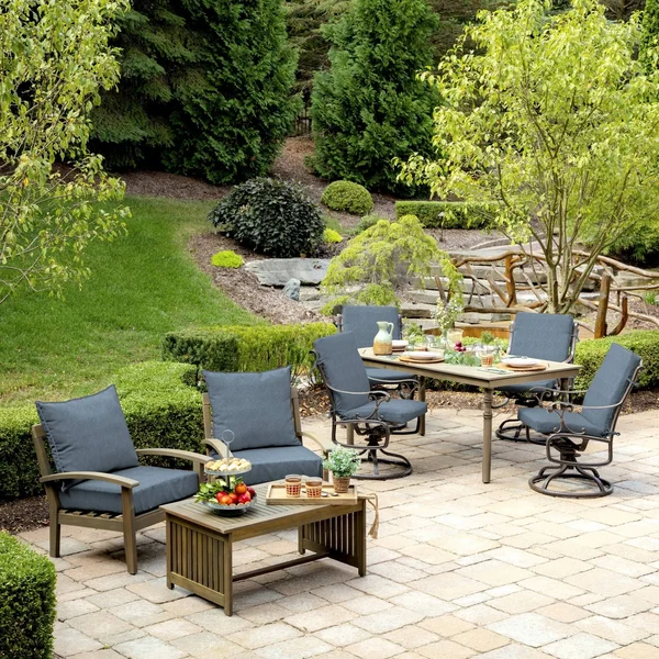 Arden Selections Denim Alair Texture Outdoor 44 x 20 in. High Back Dining Chair CUSHION - Size: 44 inch x 20 inch