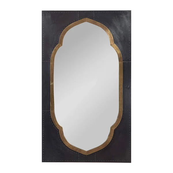 My Swanky Home Moroccan Arabesque 48x22 Wall Mirror - Copper Bronze Gold Curved Quatrefoil Oval
