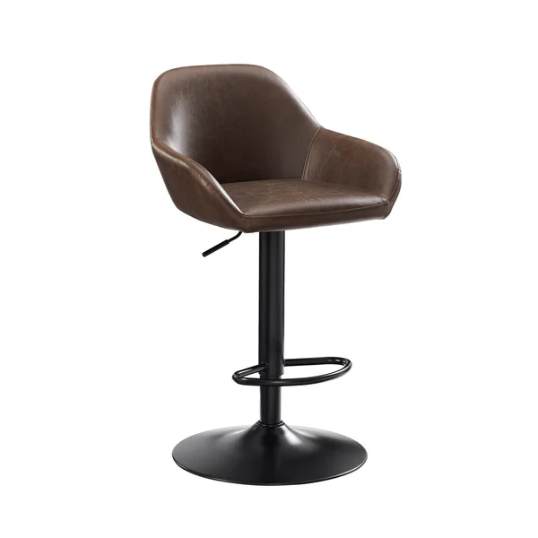 Tribesigns Adjustable Counter-Height Stools, Faux Leather Bar Stools, Dining Chairs(Set of 2) - Grey/Chrome