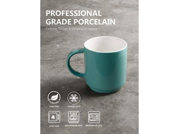 Sweese 616.002 Stackable Coffee Cups - 10 Ounce for Specialty Coffee Drinks, Cappuccino, Cafe Mocha, Latte and Tea, Set of 6, Ho
