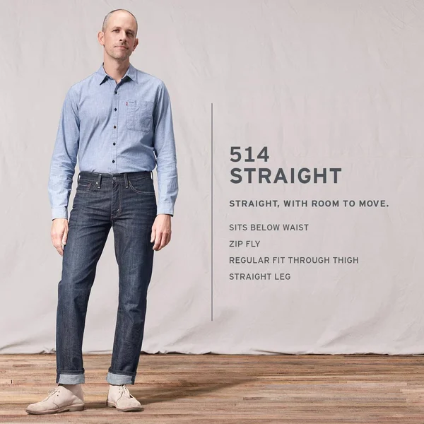Levi&s Men's 514 Straight Fit Jeans - Native Cali Stretch - Waterless