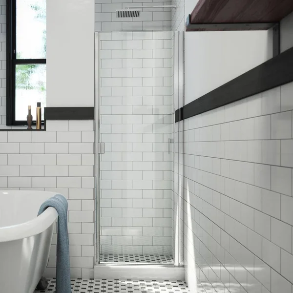 Arizona Shower Door R3369CHCL RD Swinging 33x22 x 69x22 Hinged Semi-Frameless Shower Door Finish: Polished Chrome, Glass Type: C