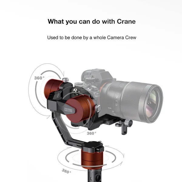 Zhiyun Crane (V2) 3-Axis Handheld Gimbal Stabilizer for Mirrorless Camera and Dslr Up to 3.96lb - I. E. Canon M, Nikon J, Sony A7