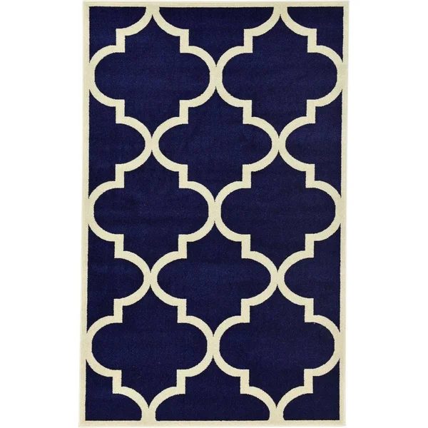 Unique Loom Austin Trellis Area Rug (8& x 8& Round - Navy Blue)