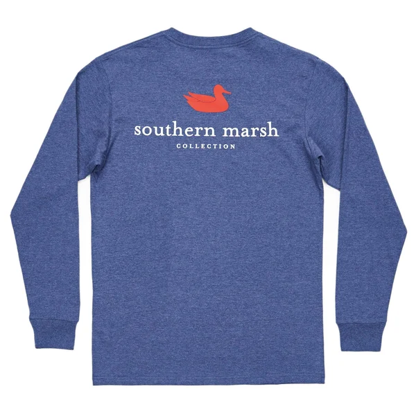 Southern Marsh Heather Authentic Long Sleeve Tee - Washed Navy - L