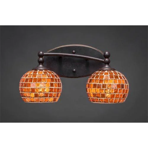 Toltec Lighting-592-DG-402-Capri - Two Light Bath Bar Dark Granite Finish with Copper Mosaic Glass