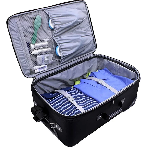 U.S. Traveler New Yorker Lightweight Expandable Rolling Luggage, Black, 3-Piece Set