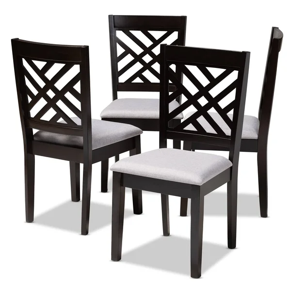 Baxton Studio Caron Gray and Espresso Fabric Dining Chair (Set of 4)