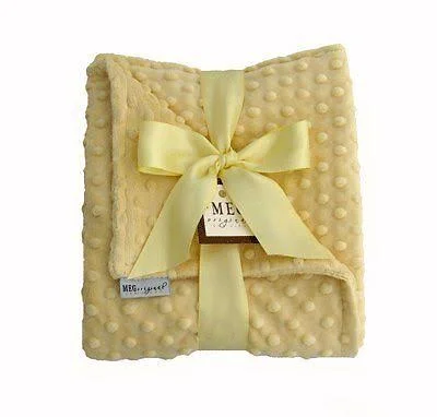 Meg Original Soft Yellow Minky Dot Baby Blanket 357 - 30 x 30 inches