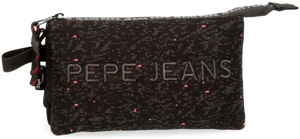 Pepe Jeans Hike Triple Pencil Case Black 22x12x5 CMS Polyester