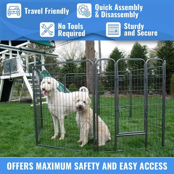 Iconic Pet Heavy Duty Metal Tube Pen Pet Dog Exercise and Training Playpen
