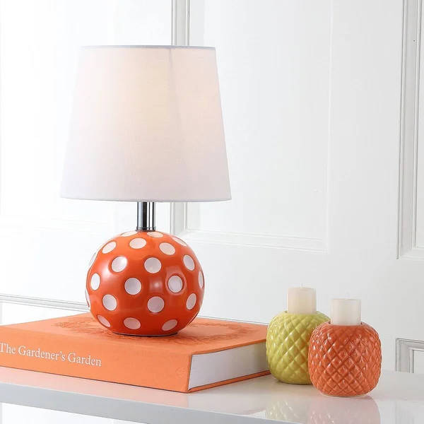 Safavieh Kids Polka Dot Circle Mini Table Lamp with CFL Bulb - Orange/White