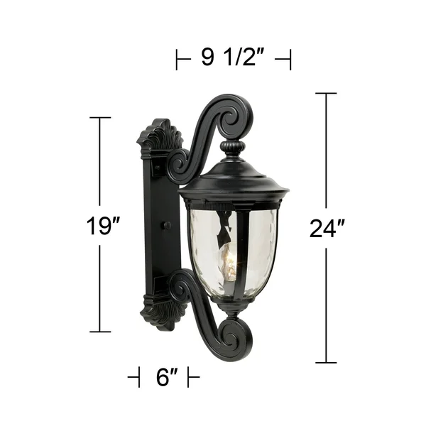 Bellagio 24x22 High Black Dual Scroll Arm Outdoor Wall Light