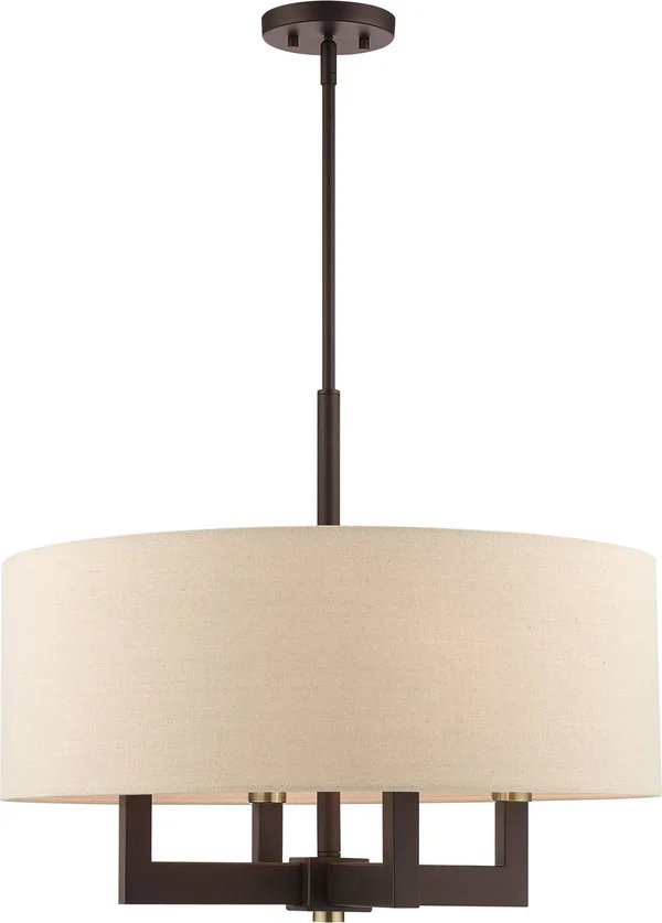 Livex Lighting Cresthaven 4 Light Bronze with Antique Brass Accents Chandelier 46166-07