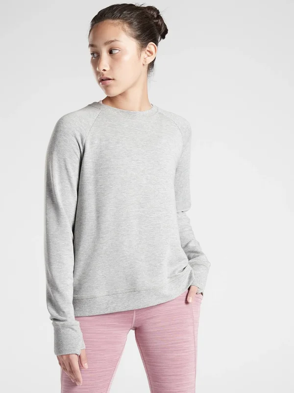 Athleta Girls& Cozy Cross Your Fingers Sweatshirt Grey Heather Size M/8-10