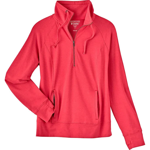 Coolibar Women's Annette Half-Zip, SPF Protective Shirts for Women, Red, X-Small