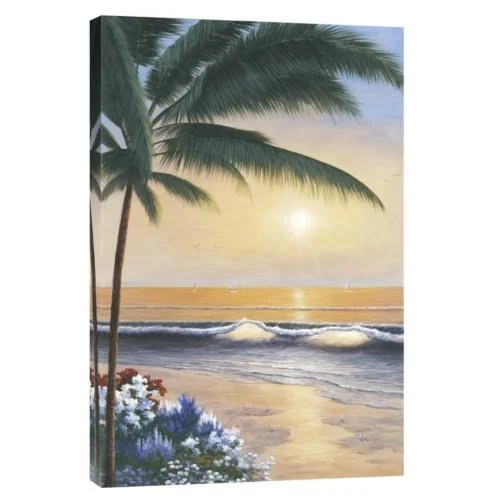 Global Gallery 'Palm Beach Sunrise' by Diane Romanello Painting Print on Wrapped Canvas