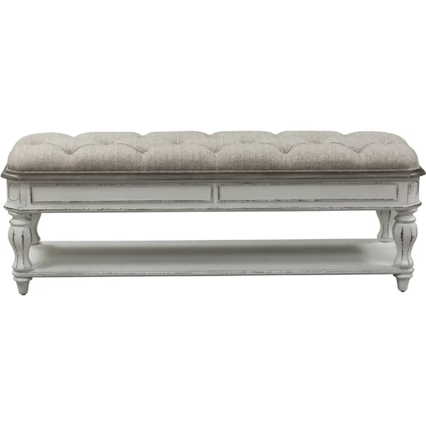 Liberty Magnolia Manor Bench Ivory Chenille - Antique White